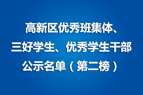 美视师一学校IB—PYP 高新区优秀班集体、三好学生、优秀学生干部 公示名单（第二榜）